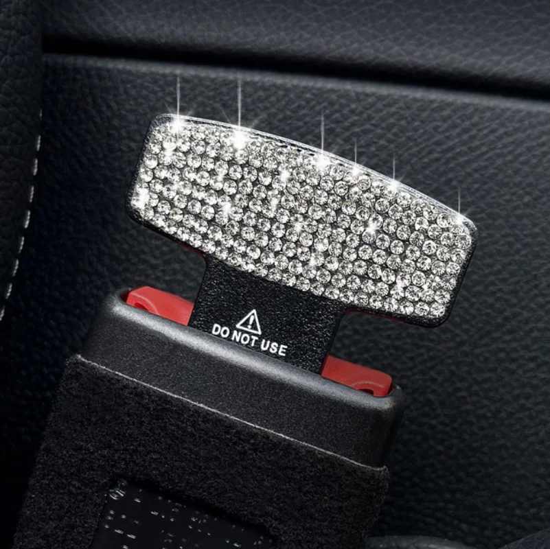 

2pcs Rhinestone Car Seat Belt Buckle Clip Diamond Bling Bling Decor Car Interior Safety Belt Stopper Plug Decoration Accessories