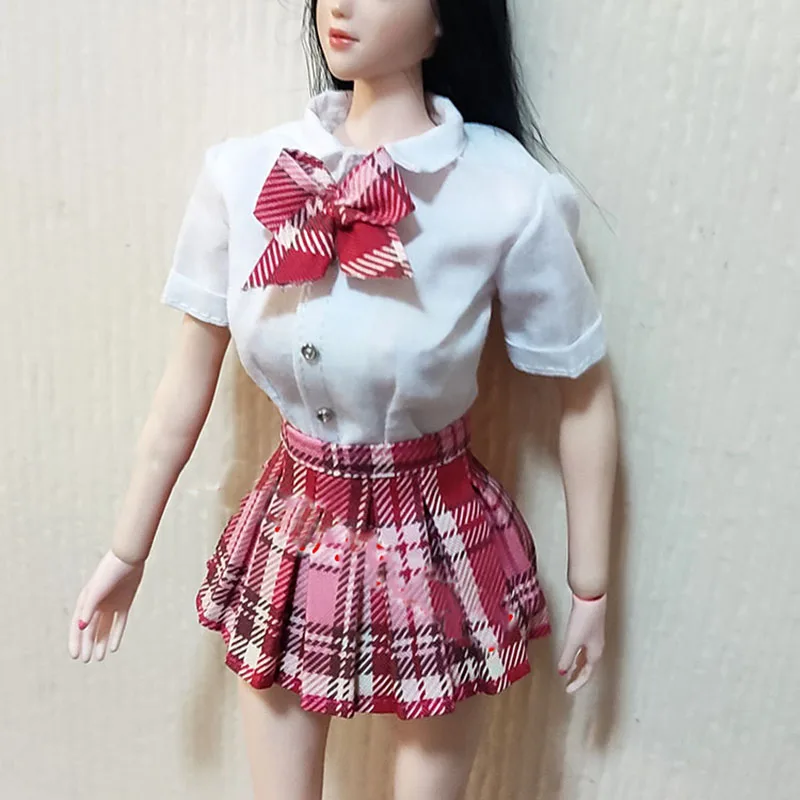 

1/6 Scale Sexy Female Soldier JK Pleated Skirt Set School Uniform Bow Tie Clothes Accessory Model for 12 inches Body