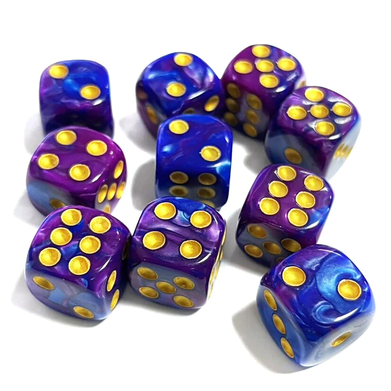 10 шт. 16 мм непрозрачные перламутровые игральные кости |