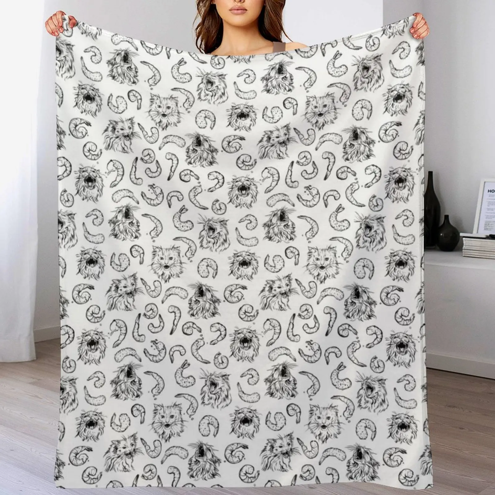 Shrimpy Dreamz Thurston плед с рисунком кошки винтажные волосатые одеяла