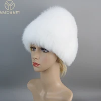 hot sale winter hat 100 real natural silver fox fur womens knitted fur cap women hat fox fur hat female ear warm winter must