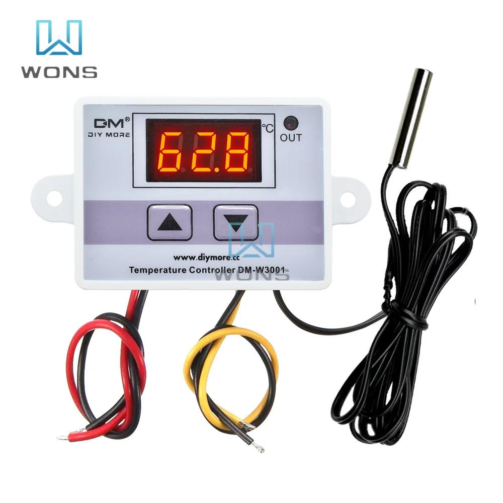 

XH-W3001 AC 110V 220V Temperature Controller Digital LED Thermometer Thermo Controller Switch Probe Max 10A NTC10K W3001