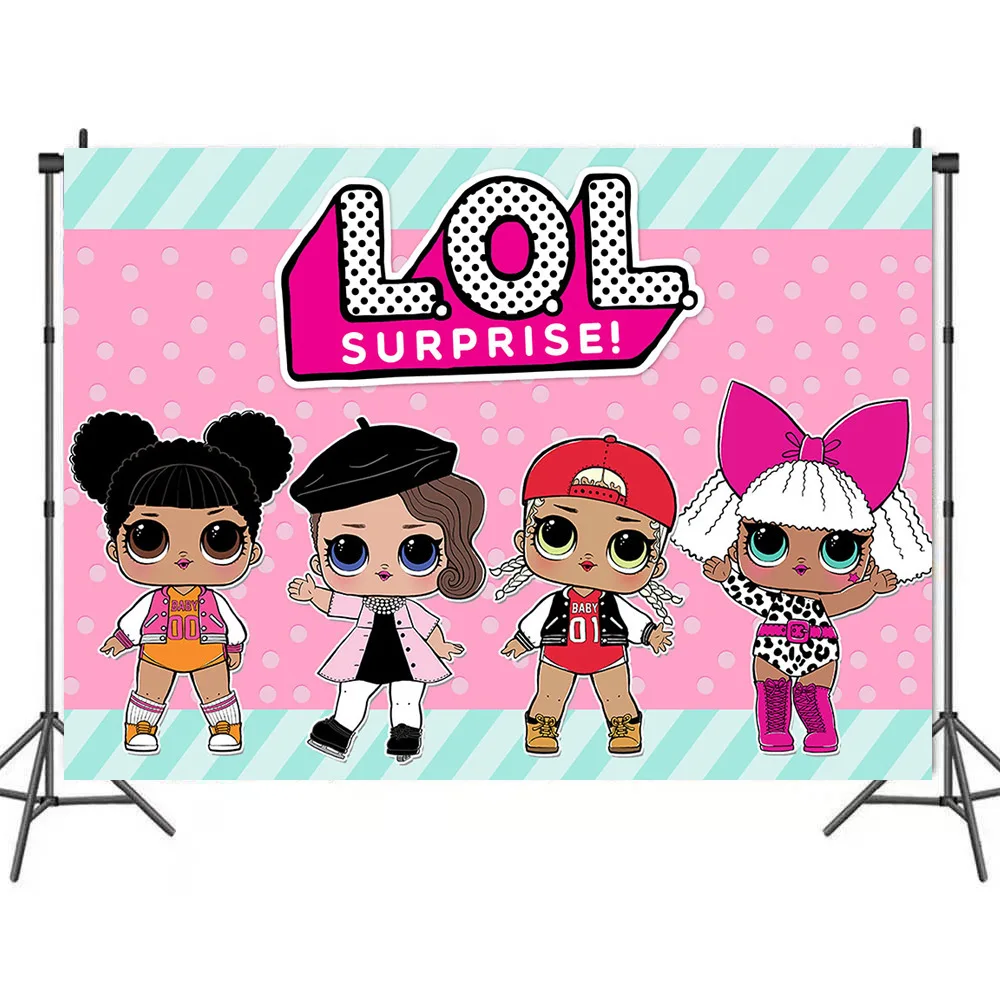 

Cartoon Vinyl Lol Surprise Dolls Party Backdrops Background Wall Cloth Baby Shower Kids Birthday Party Decoration Supply