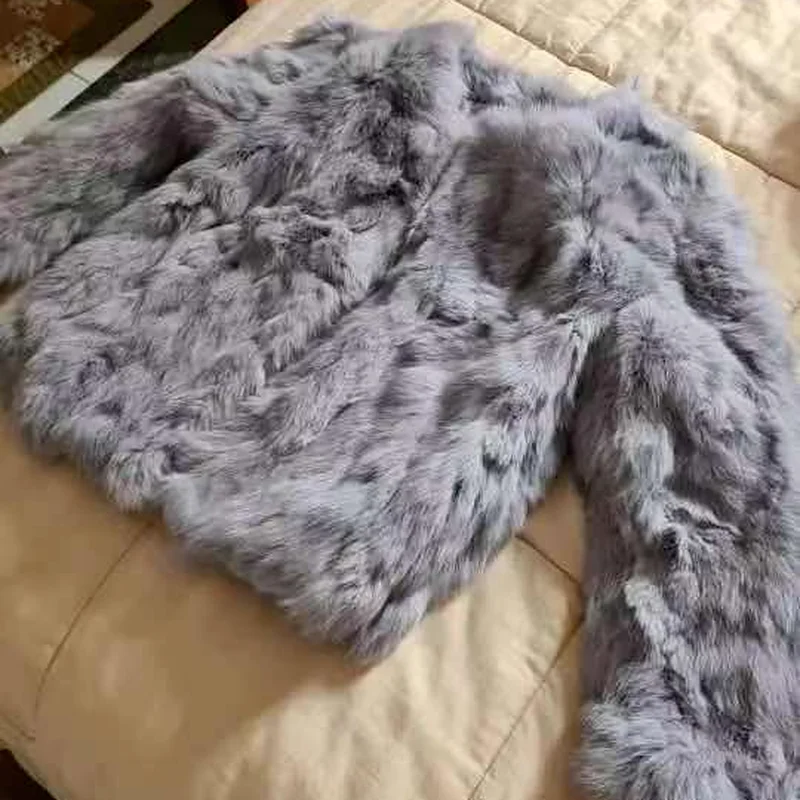 Real Rabbit Fur Coat Women's Short New Korean Style Slim Fur/jacket Coat XXXL Size Coat Women Coats and Jackets Winter