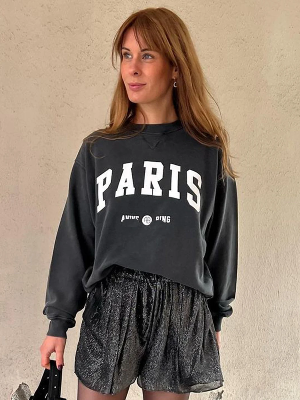 

PARIS Washed Faded Sweatshirt Women Autumn Winter Vintage Hoodies Fashion Sweatshirts Tops 2021 Femme Oversize Pullover