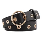 Широкий ремень из искусственной кожи с круглой пряжкой для женщин, модный декоративный, для рыбалки