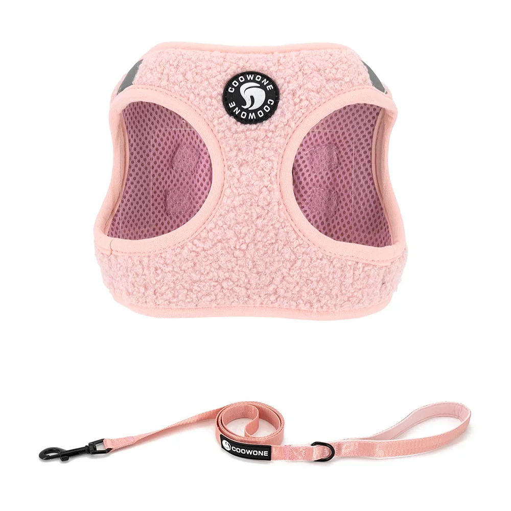 

COLLARLOGO Dog Harness Clothes Vest Chest And Leash Reflective Breathable Adjustable Teddy Fleece Velvet Pet Supplies