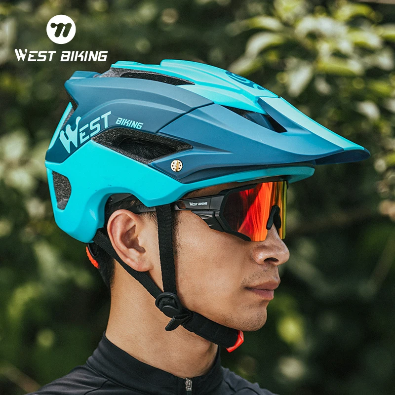 Велосипедный шлем WEST BIKING с козырьком легкий модульный для горных велосипедов