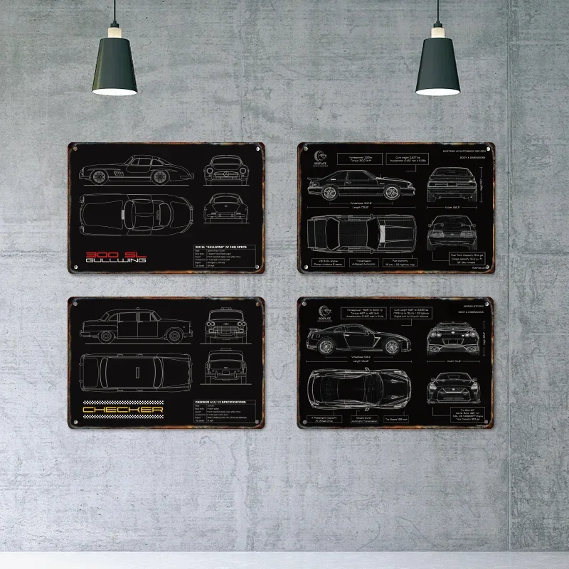 Классический дизайн автомобиля рисунки Ретро Металлические плакаты знаки