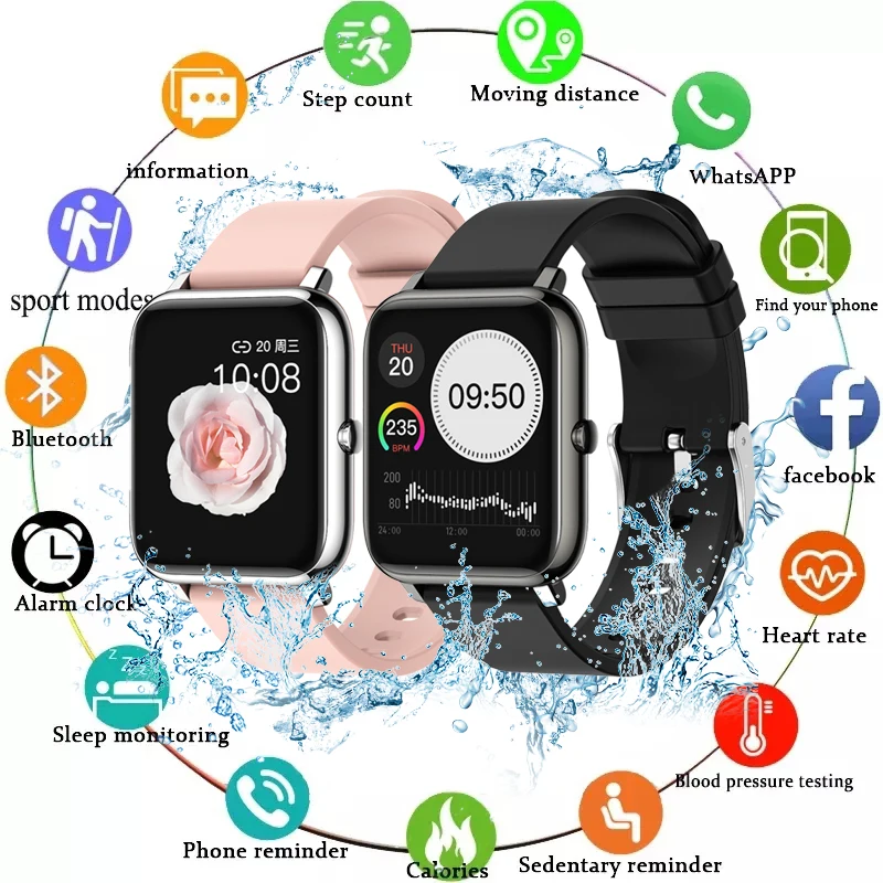 

P22 Smart Watch Men Sport Fitness Smartwatch Pedometer Heart Rate Monitor Lady Watch Mult Sport Modes Waterproof For IOS Android