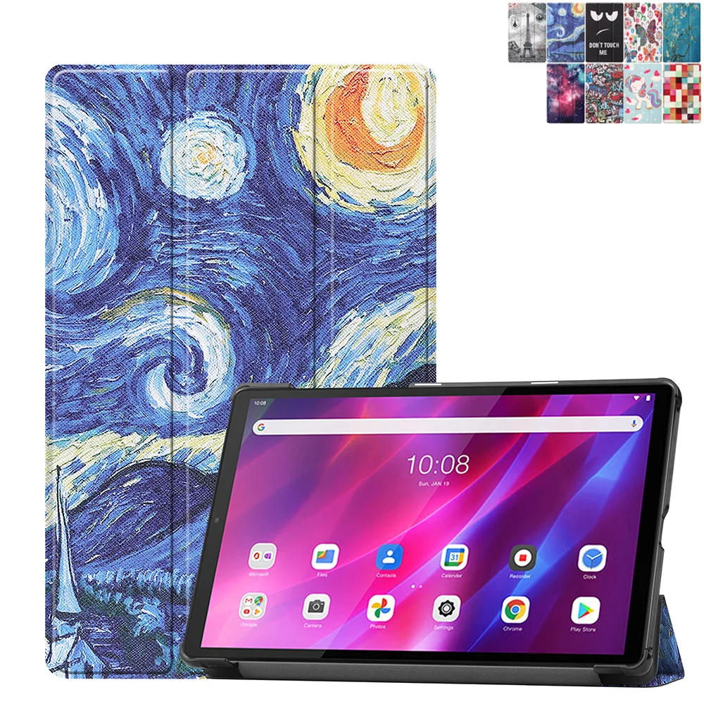 

for Lenovo QiTian K10 Smart Cover TB-X6C6X 10.3inch Cartoon PU Leather Stand Case Tri-fold Tablet PC Protective Hard Shell