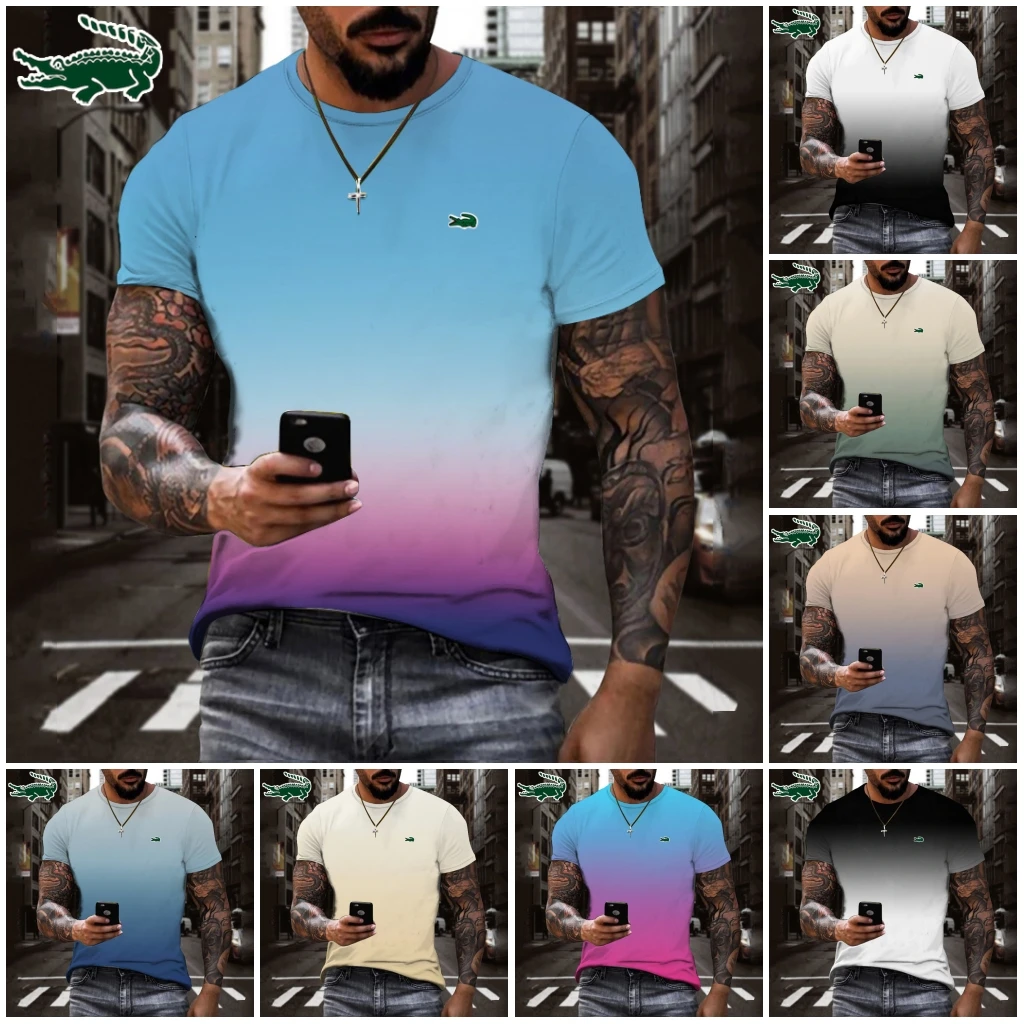 

Hot Selling Men's Brand T-shirts Gradient 3D Print Summer Casual Tops Fashion O-neck Short Sleeve Men Clothing Street Streetwear