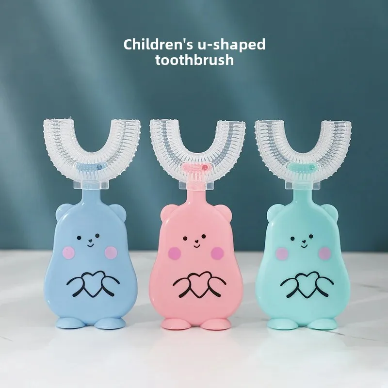 U-Shaped Baby Cartoon Manual Toothbrush For 2-12 Years Old Children PP Silicone Creative Design Healthy Teeth Care