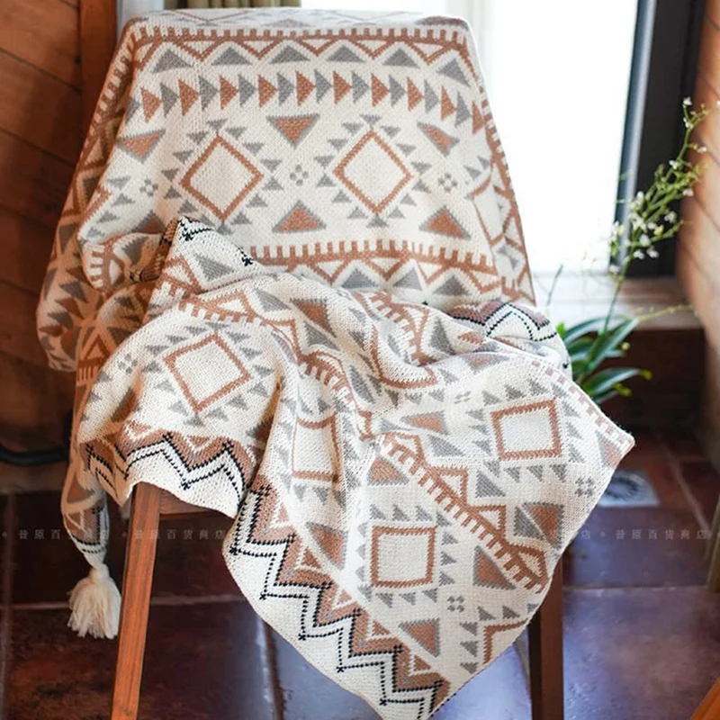 

Tassel Vintage Knitted Throw Blankets, Super Soft Cozy Lightweight Bohemian Throw Blanket Couch Decorative For Bed Sofa