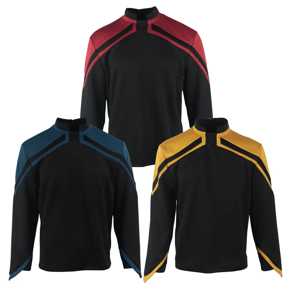 

Star Admiral JL Picard Uniform Rek Cosplay Startfleet Male Red Gold Blue Men Top Shirts Coat Adult Halloween Costume Prop