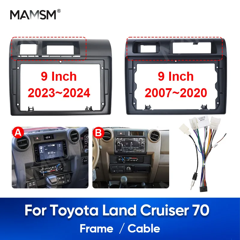Фото MAMSM 2023-2024 для TOYOTA LAND CRUISER 70, автомобильный радиоприемник, панель автомобильного радио, жгут проводов, рамка, аксессуары для приборной панели №1