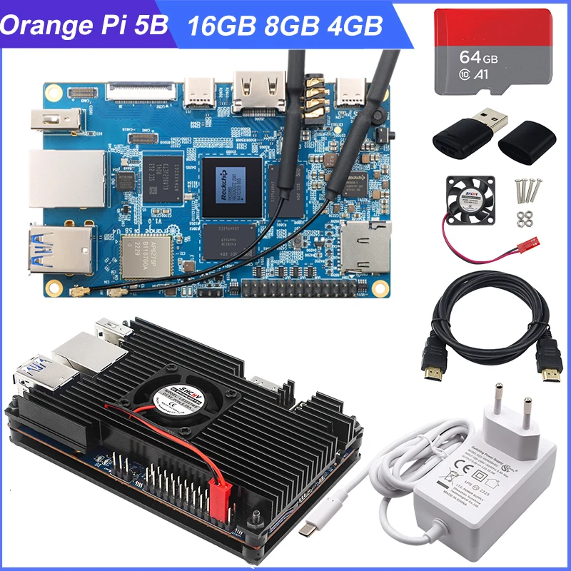 

Orange Pi 5B 16GB 8GB 4GB RAM 32G 64G 128G 256G EMMC RK3588S Module Built-in WiFi+BT SSD Gigabit Ethernet Android Debian OS