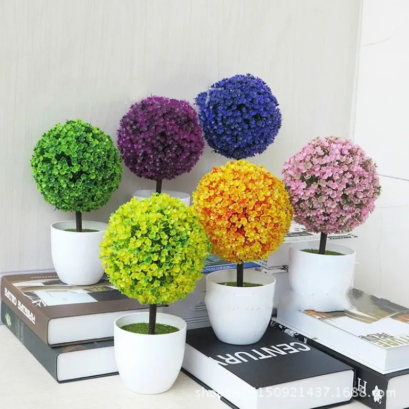 Искусственные растения 1 шт. Зеленый Бонсай маленькое дерево горшок поддельные