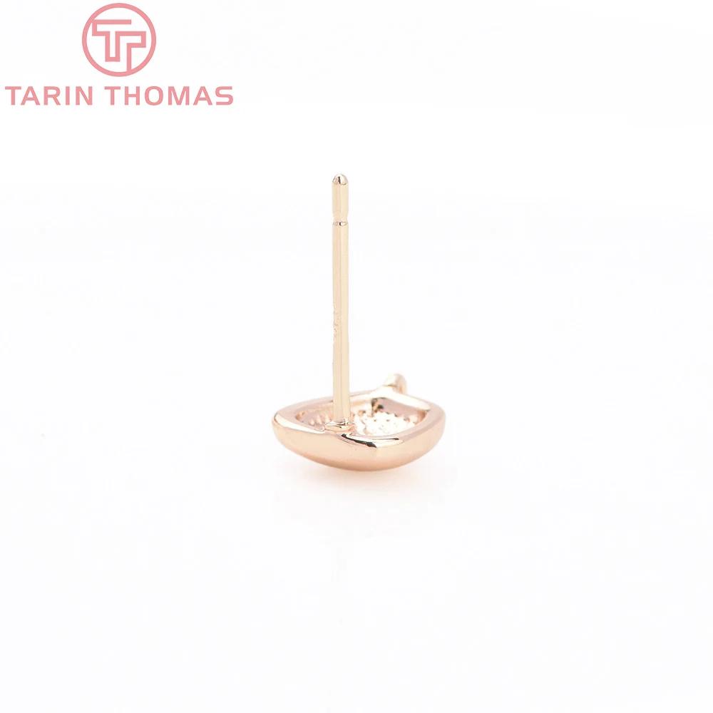 (8822) 6 шт. 7 5x10 мм латунные серьги-гвоздики неправильной формы цвета 24-каратного