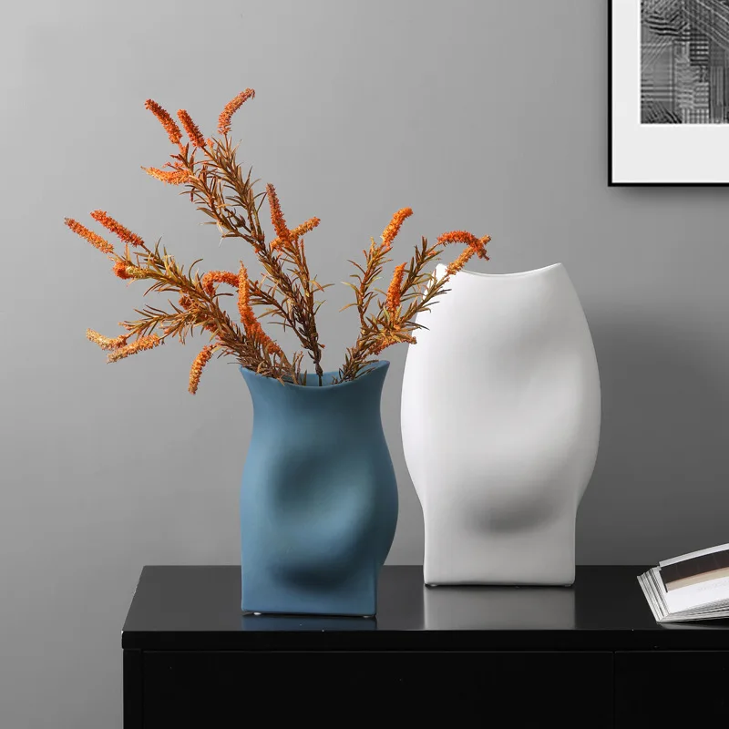 

Nordic creative imitation fish mouth ceramic vase decoration living room table surface soft decoration flower device