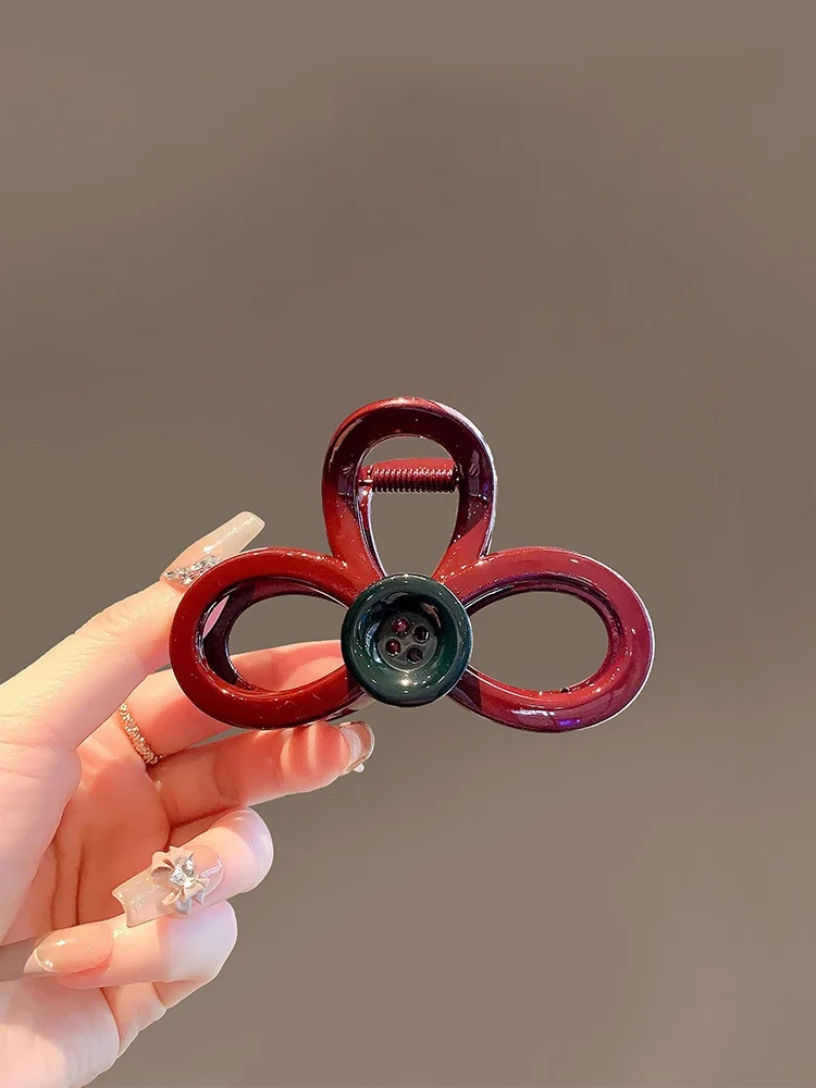 Мультяшный креативный персональный ажурный бант заколка в виде акулы красная