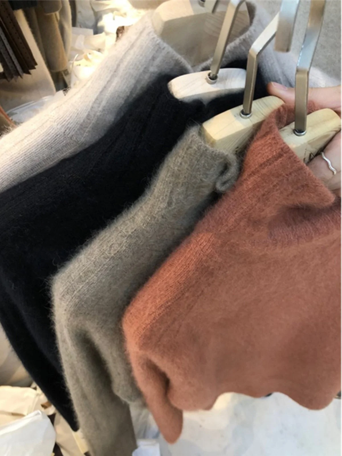 Winter Thick Imitation Raccoon Velvet Soft Glutinous Turtleneck Base Knit Gentle Wind Inner wear Loose Pullover Sweater Top