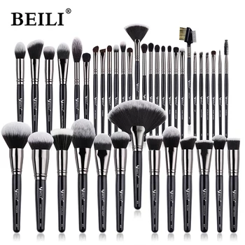 BEILI Luxury Black Professional Makeup Brush Set Big Powder Makeup Brushes Foundation Natural Blending pinceaux de maquillage 1
