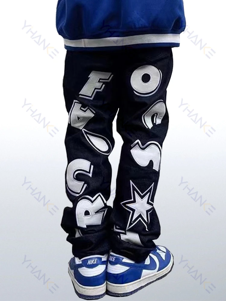 Джинсы Y2k мужские прямые в стиле хип-хоп