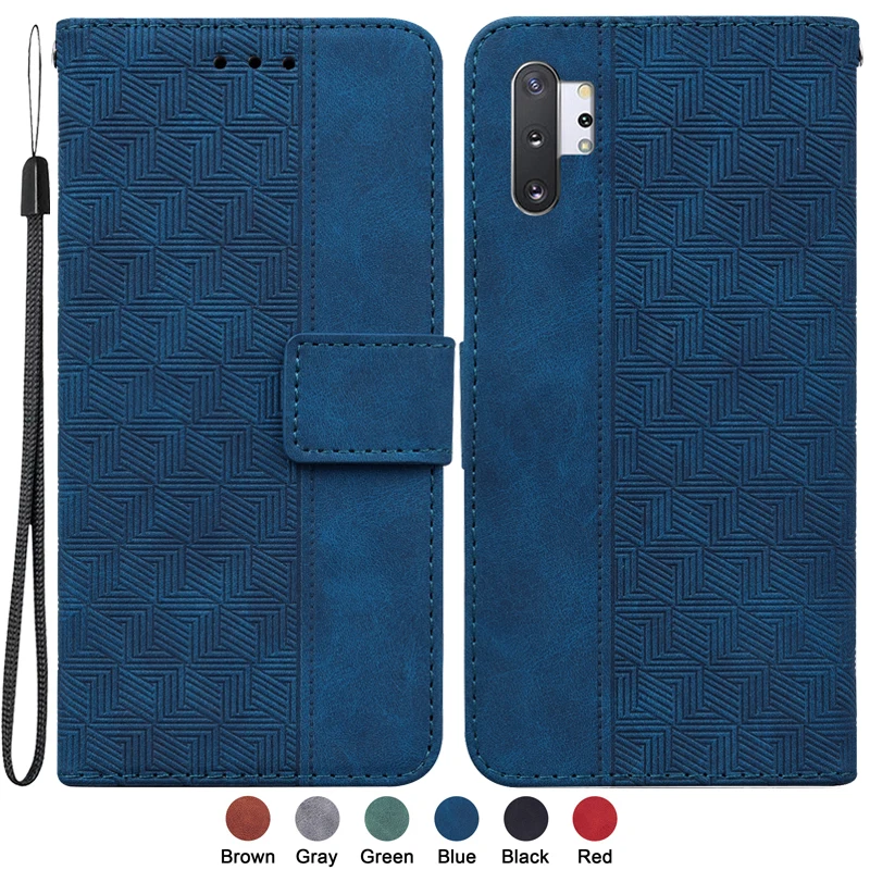 

For Samsung Galaxy Note10+ Note10 Plus on Capa Samsung Galaxy Note10 Lite Case Fashion Magnetic Geometric Textile Wallet Cover