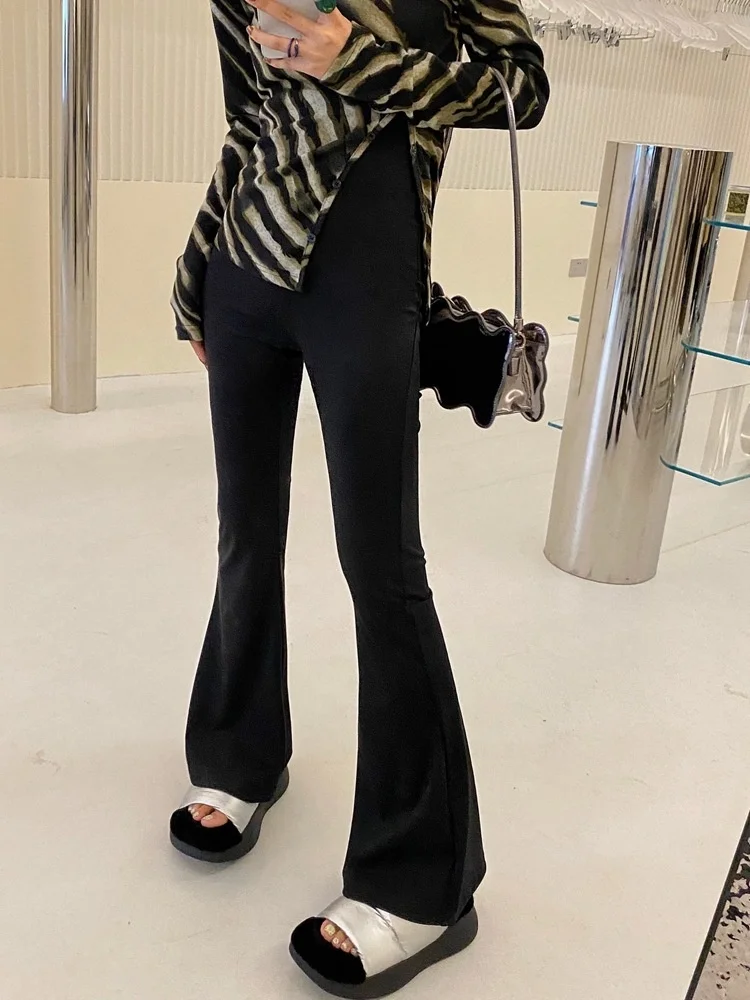 

Flared Black Pants For Women 2022 Summer Autumn High Waist Casual Slim Pants Female Fashion Streetwear Clothes B925
