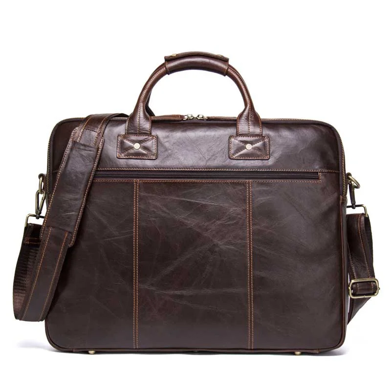 New Briefcase Genuine Men Leather Bag Laptop Cowhide Men's Business Case High Quality One Shoulder Bags Fashion Casual Messenger