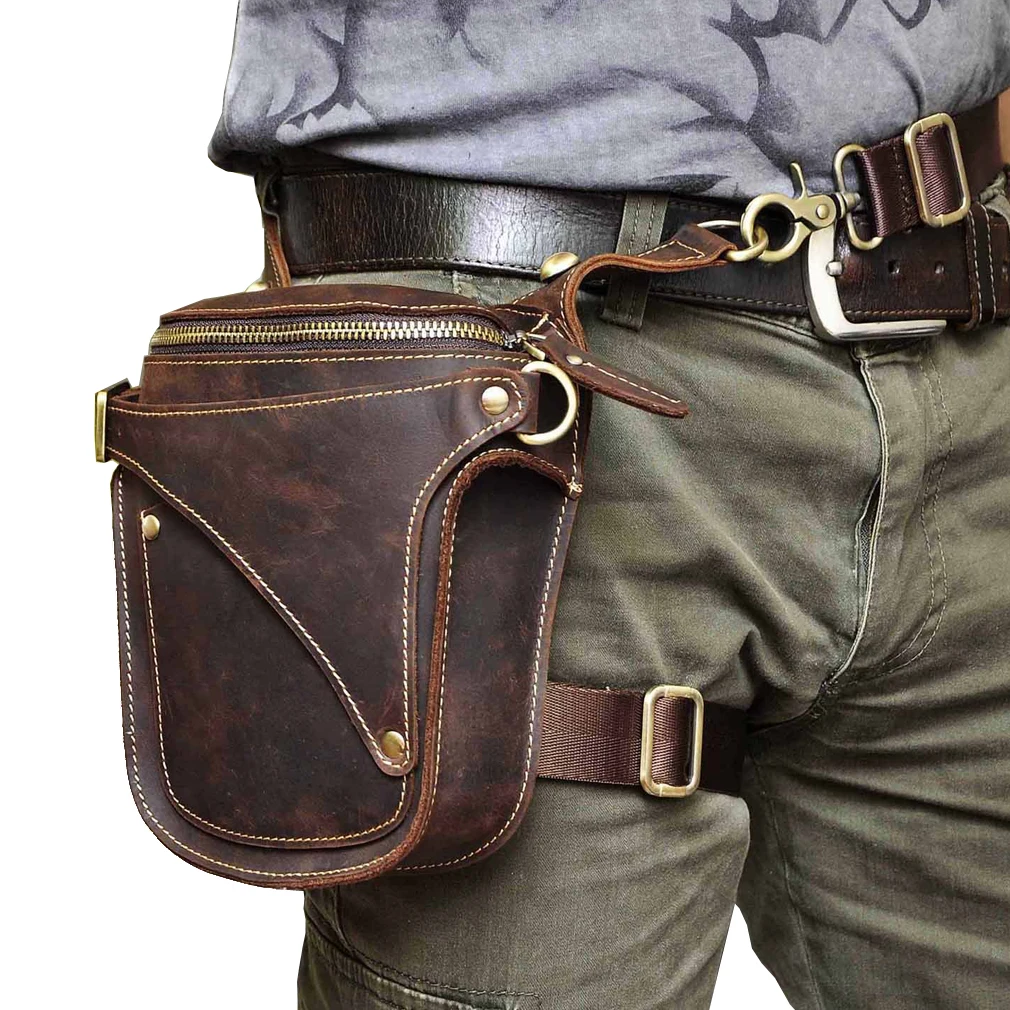

Leather Waist Pack Motorcycle Drop Leg Bag for Men Women Bum Bag Tactical Bike Riding Cycling Hiking Sports Camping Mountain Cli