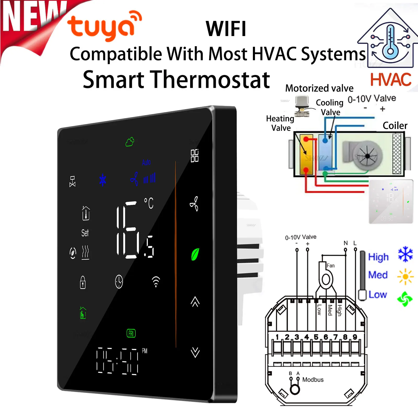 

TUYA Wi-Fi Термостат для отопления и охлаждения
