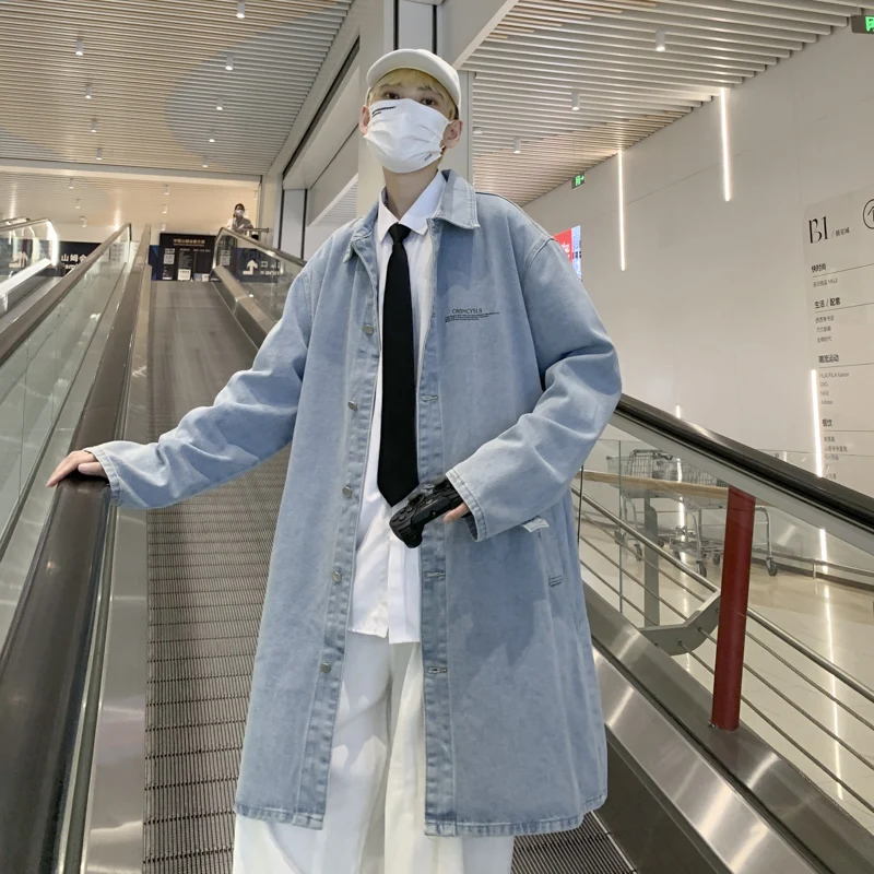 Мужская длинная куртка с буквенным принтом осенние модные тренды уличная одежда