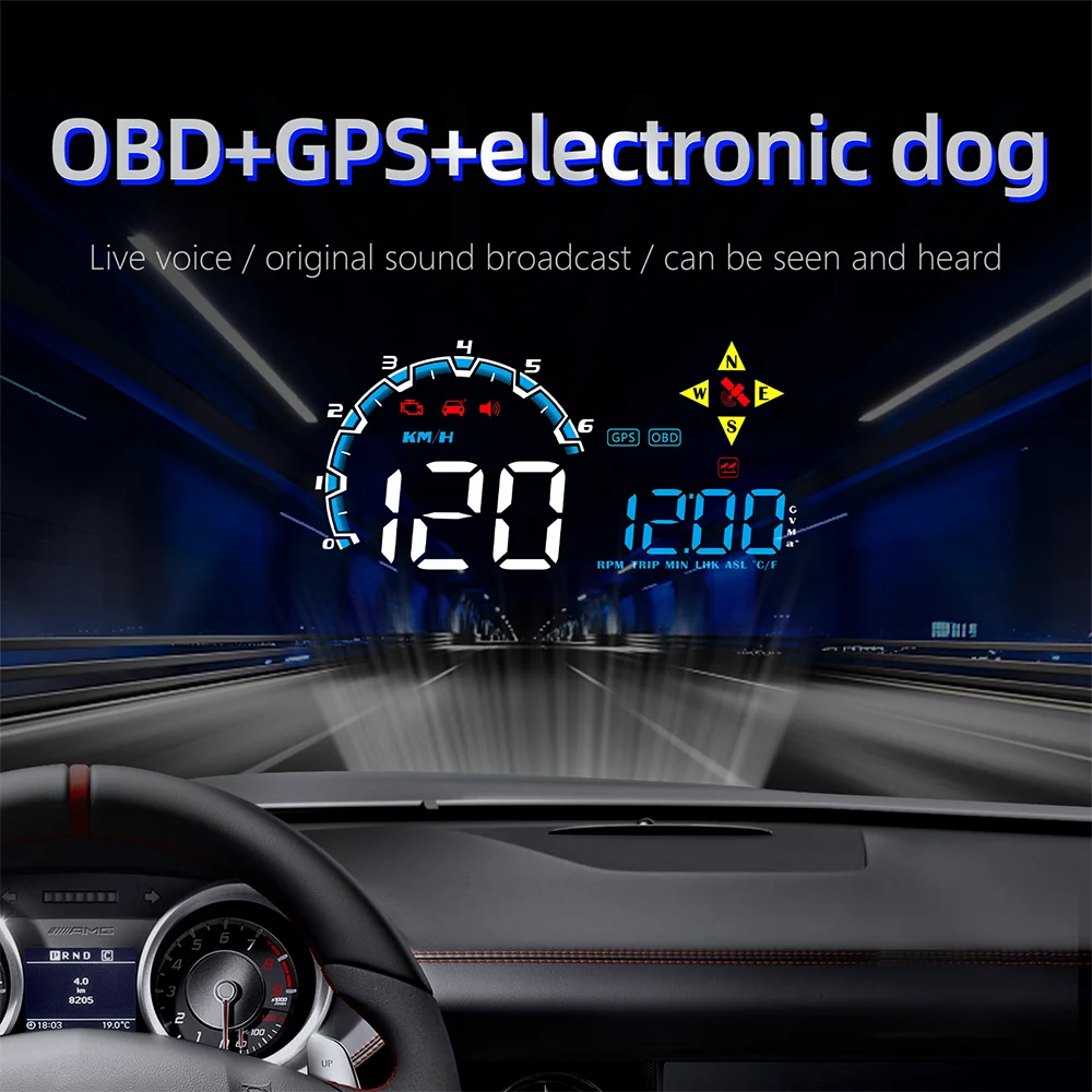 Автомобильный радар-детектор датчик HUD дисплей на голову OBD2 GPS-навигация радар