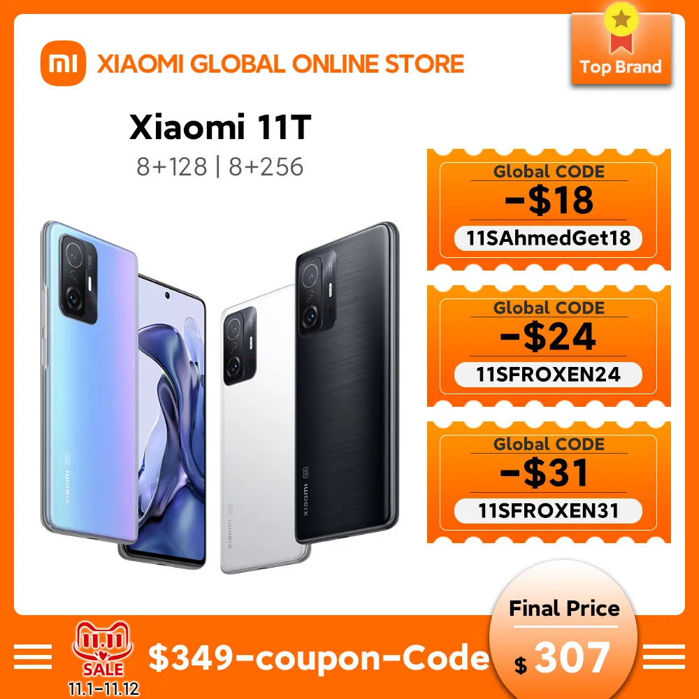 Ceny Wersja Globalna Xiaomi 11T Smartphone 8GB + 128GB/256GB Dimensity 1200-Ultra Octa Core 67W ładowanie Kamery 108MP 120Hz 6.67