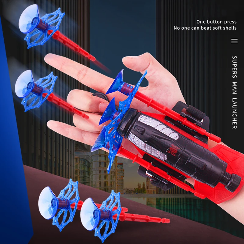 Anime Spiderman Wrist Launcher Safe Soft Bullet Gun Toy Spider Man Web Shooter Cosplay Props Toys For Children Kids Gift Figure |