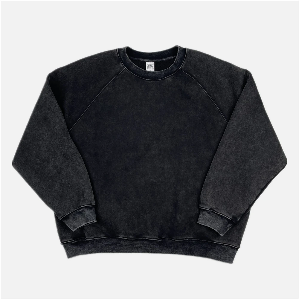 

Winter Kanye Vintage Black Fleece Sweatshirt Men Oversize Raglan Pullover Hip Hop Streetwear