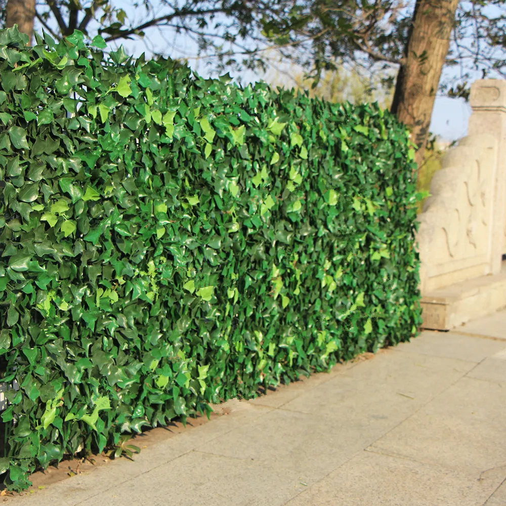 

2019Artificial Hedge Leaves Plants Fake Ivy Wall 20"X20" Plastic Vertical Garden UV Proof Privacy Backyards Wedding Decorations