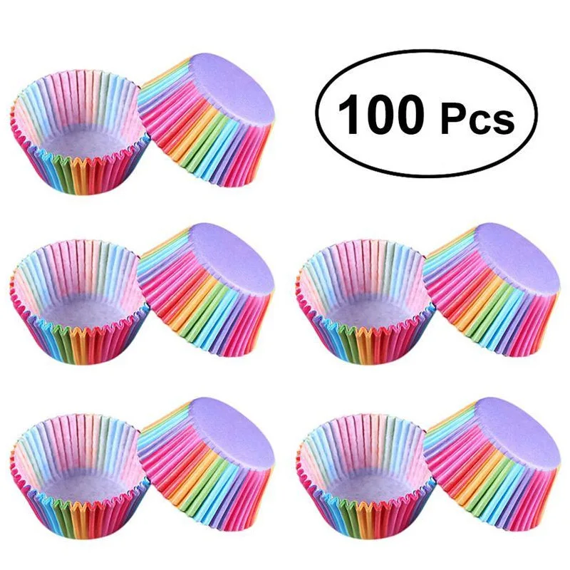 

100Pcs Muffin Cupcake Paper Cups Cupcake Colorful Baking Muffin Cup Case Party Tray Cake Decorating Tools Birthday Party Decor
