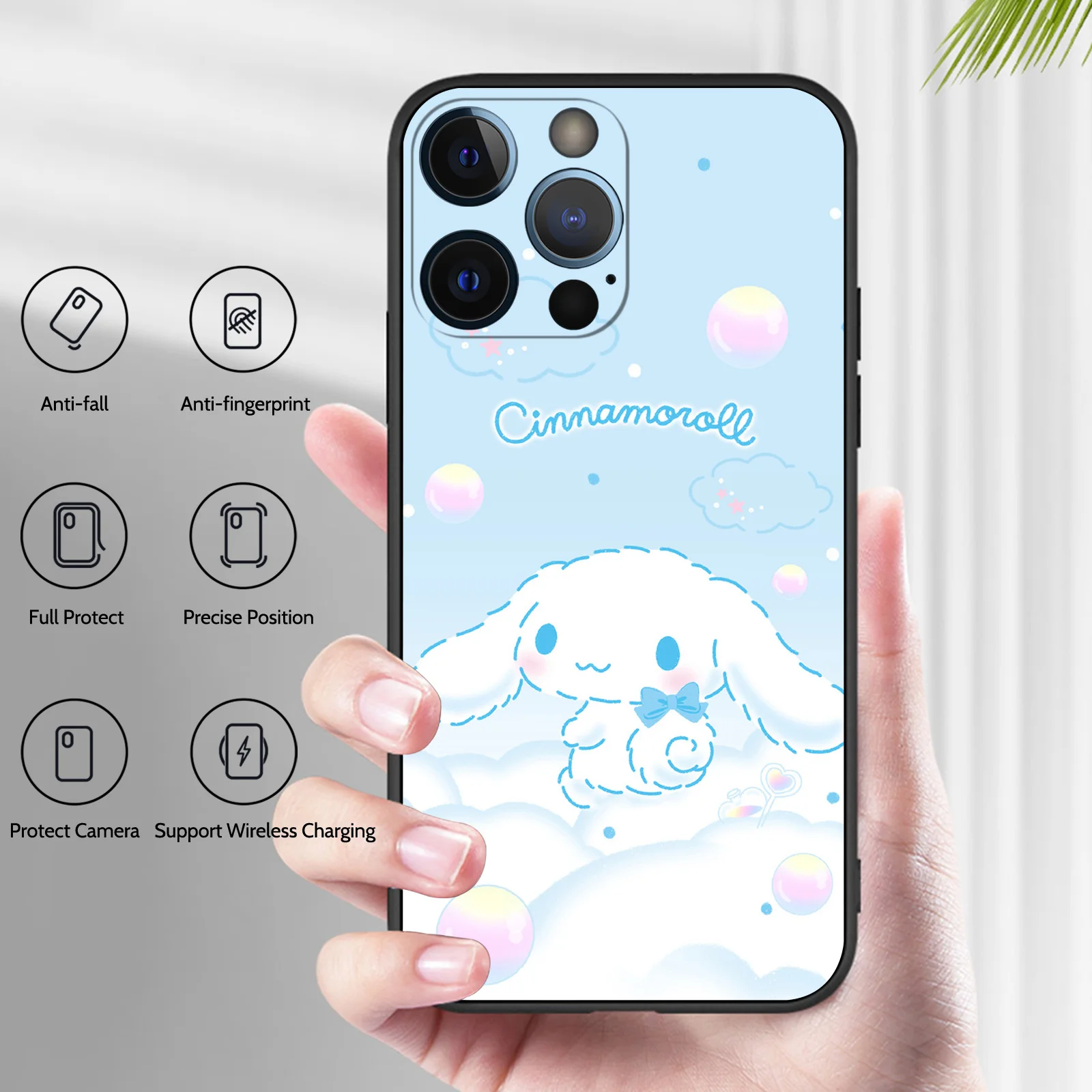 Милый чехол Sanrio CINNAMROLL для iPhone 16 защитный силиконовый мягкий телефона 15 14 13 12 11 Pro Max