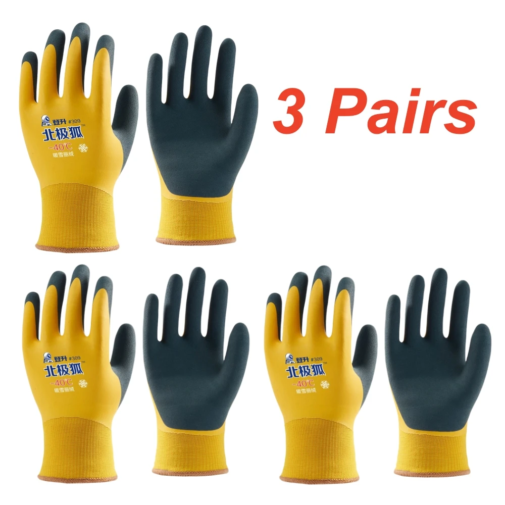 

3 пары 100% водонепроницаемых зимних рабочих перчаток для мужчин и женщин, перчатки с пенопластовым латексом и термоизоляцией для холодной погоды