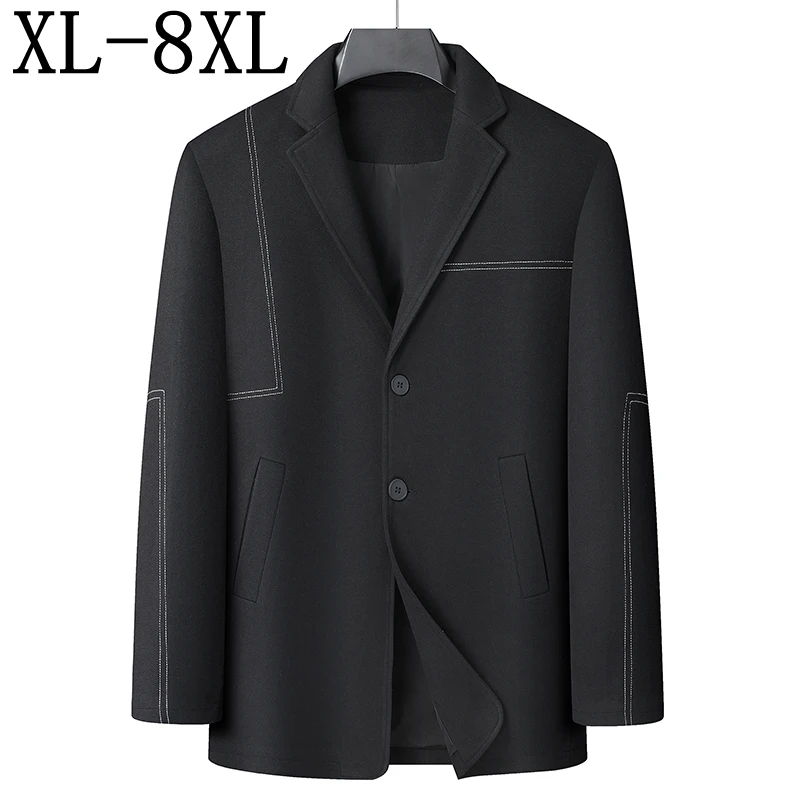 Фото 8XL 7XL 6XL 2024, новый дизайн, осенний элитный люксовый бренд, мужские классические черные костюмы, куртки большого размера, свободные мужские пиджаки №1