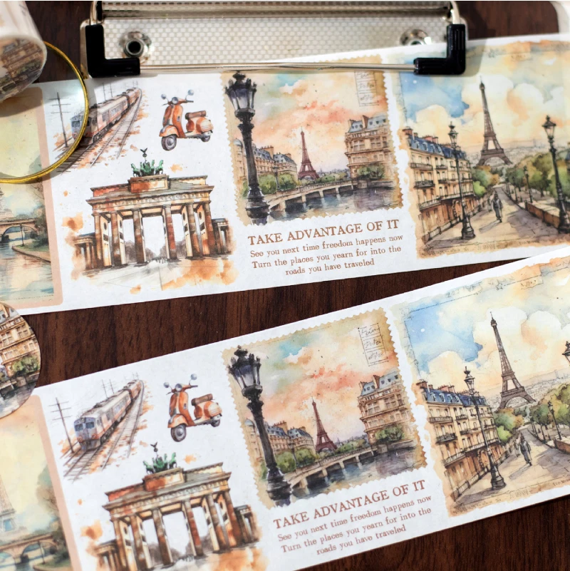 Yoofun 7x200 см Путешествие по миру здания Васи лента DIY Скрапбукинг коллаж мусорный