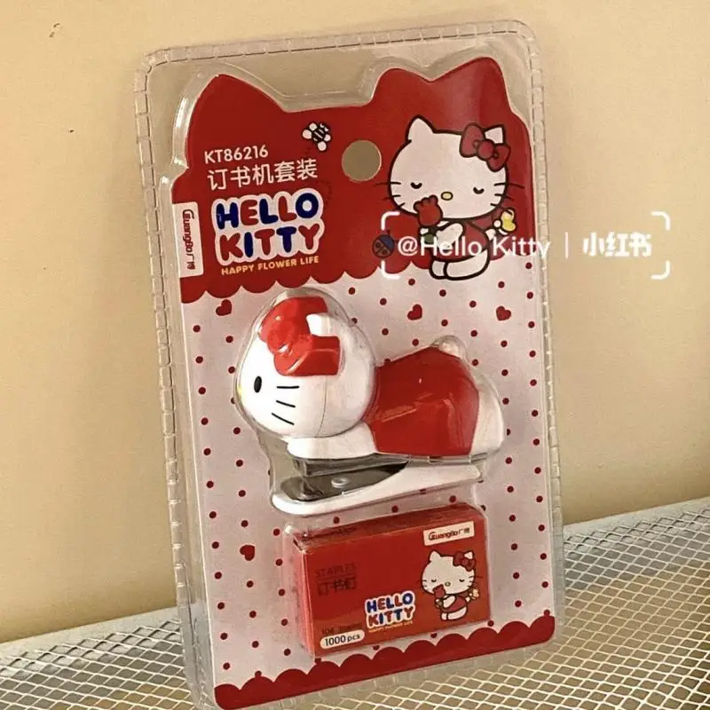 Sanrio Hello Kitty Red Mini Stapler Cute Cartoon Kt Cat Portable Stapler Learning Stationery Office Supplies Children Gifts images - 6