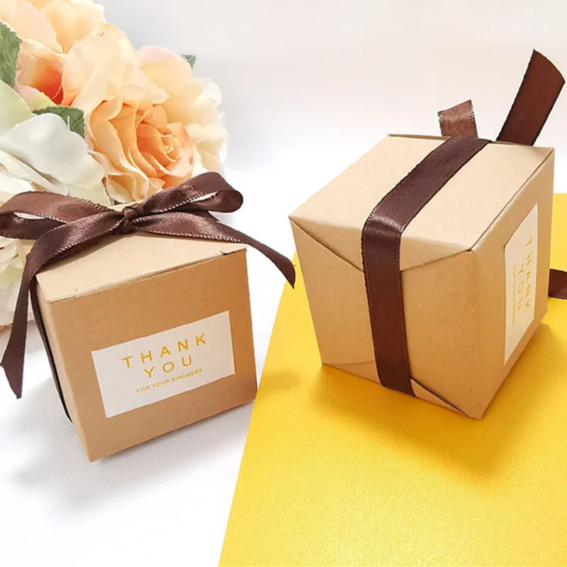 

20/100pcs Kraft Paper Cardboard Dragee Candy Box DIY Biscuit Favor Gifts Boxes Baby Shower for Birthday Wedding Christmas Party