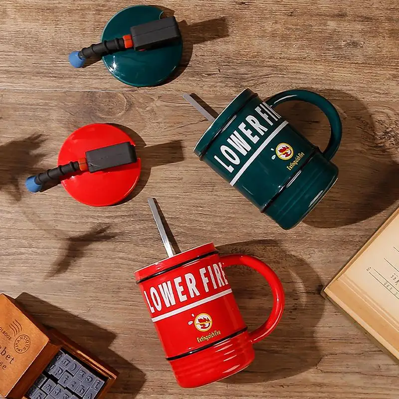 Огнетушитель кофейная чашка с крышкой и ложкой забавный 480 мл сувениры для дня