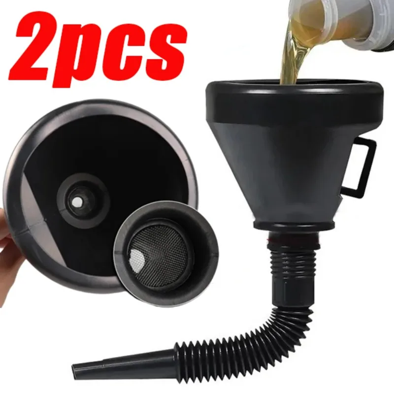 

2/1pcs Car Engine Refueling Funnels with Filter Extension Pipe Universal Motorcycle Truck Oil Petrol Diesel Gasoline Fuel Funnel