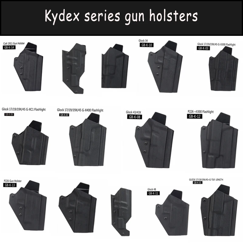 

Kydex Gun Holster for Glock 17/19/43/45/48 Beretta M9 SIG P226 Colt 1911 X400/X300/TLR Light Pistol Case Quick Release System