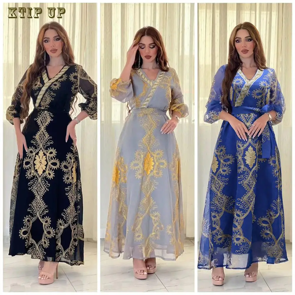 

Muslim Fashion Women's Clothing Saudi Arabia Abaya Ramadan Morocco Middle East Characteristic Bead Lace Robe Islamic Maxi Dress